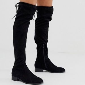 ASOS Black Suede Over the Knee Boots
